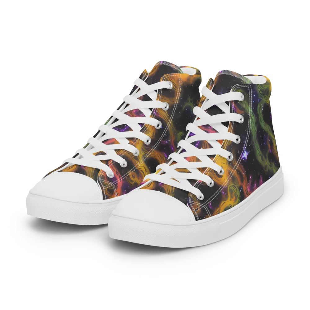 The Starry Crucible on Women's High Top Canvas Shoes — Left Front