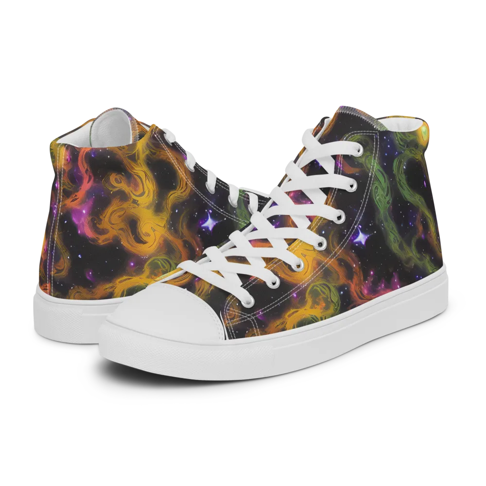 The Starry Crucible on Women's High Top Canvas Shoes — Left
