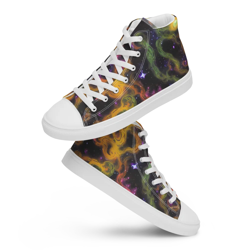 The Starry Crucible on Women's High Top Canvas Shoes — Front