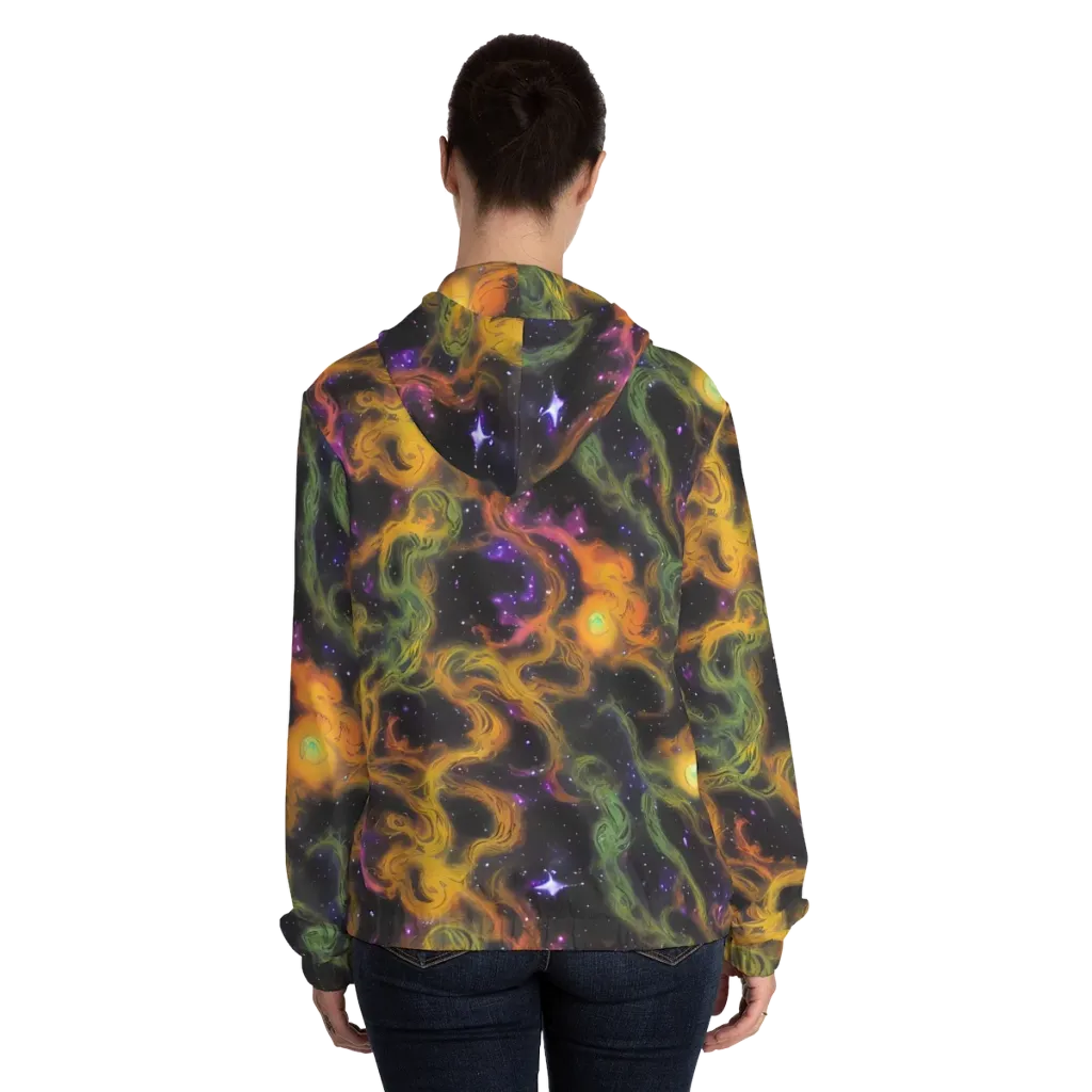 The Starry Crucible on Women's Full-Zip Hoodie — Back On Person