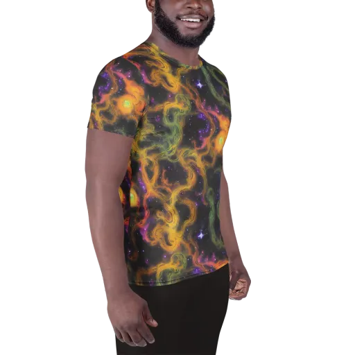 The Starry Crucible on a Men's Athletic T-Shirt