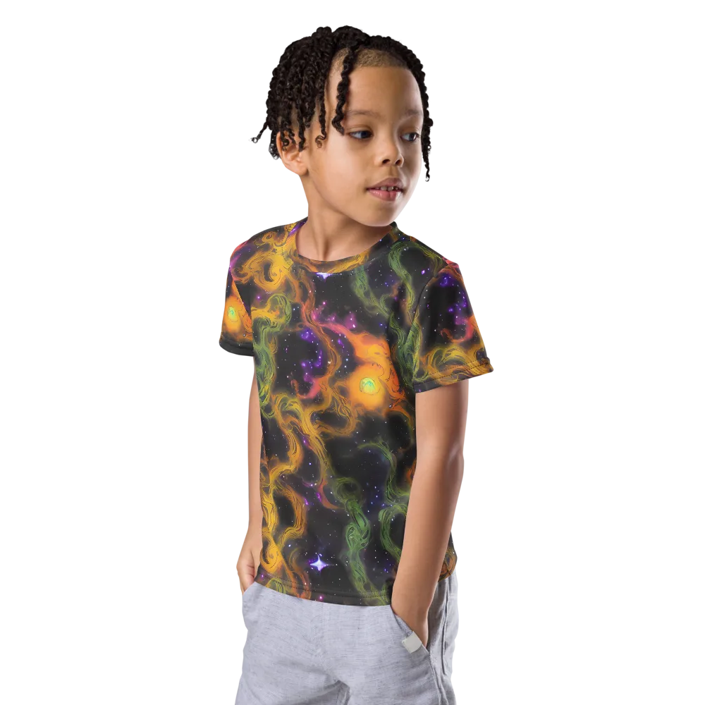 The Starry Crucible on Kids Crew Neck T-Shirt — Left Front