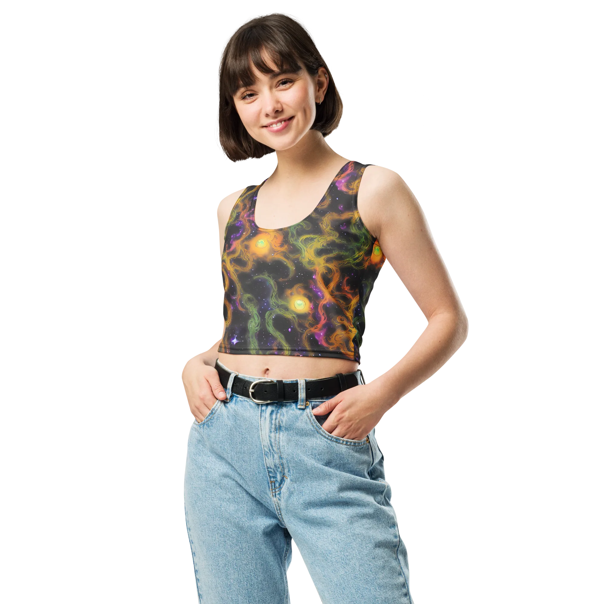 The Starry Crucible on Crop Top — Front