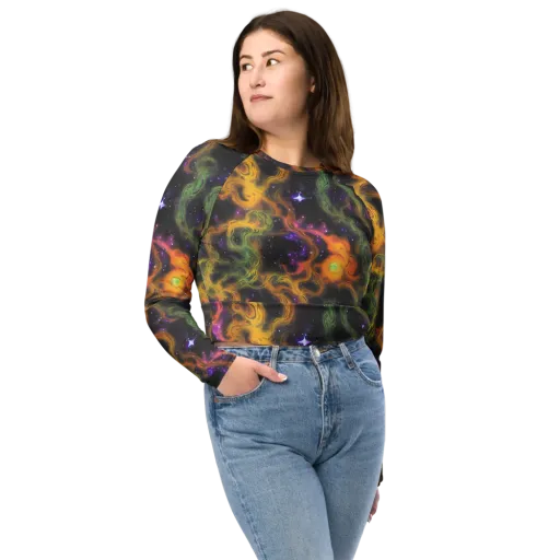 The Starry Crucible on a Long Sleeve Crop Top
