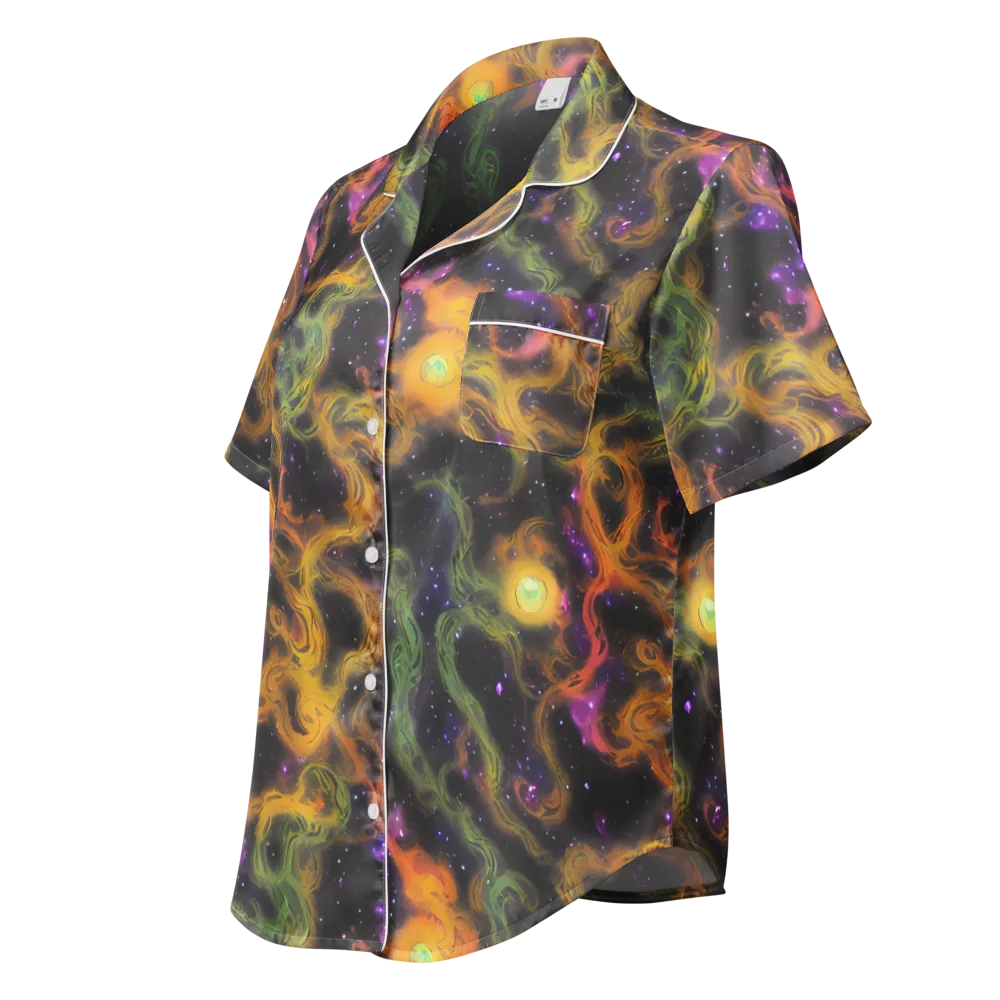 The Starry Crucible on Women's Short Sleeve Pajama Top — Left Front