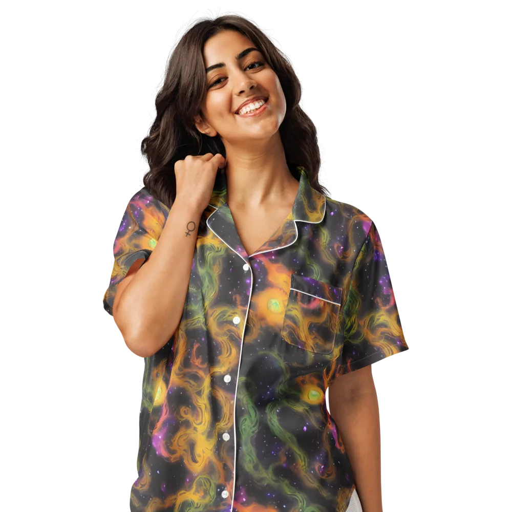 The Starry Crucible on Women's Short Sleeve Pajama Top — Front