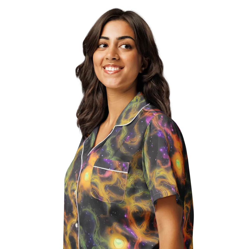The Starry Crucible on Women's Short Sleeve Pajama Top — Left Front