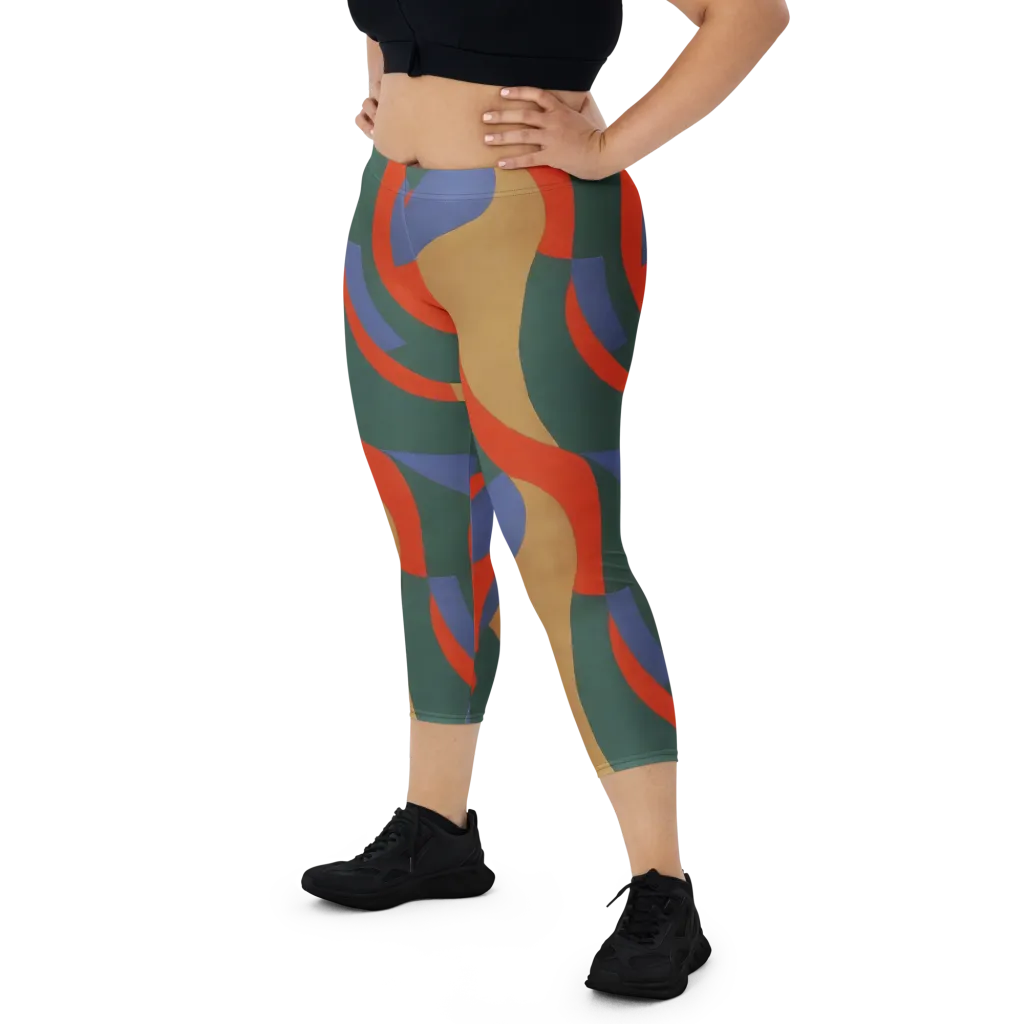 Vermilion Current on Capri Leggings — Front