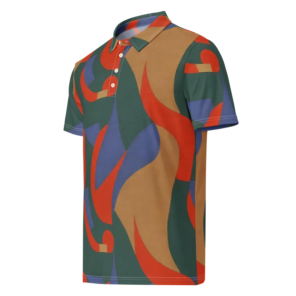Vermilion Current on Men's Slim Fit Polo Shirt — Left Front