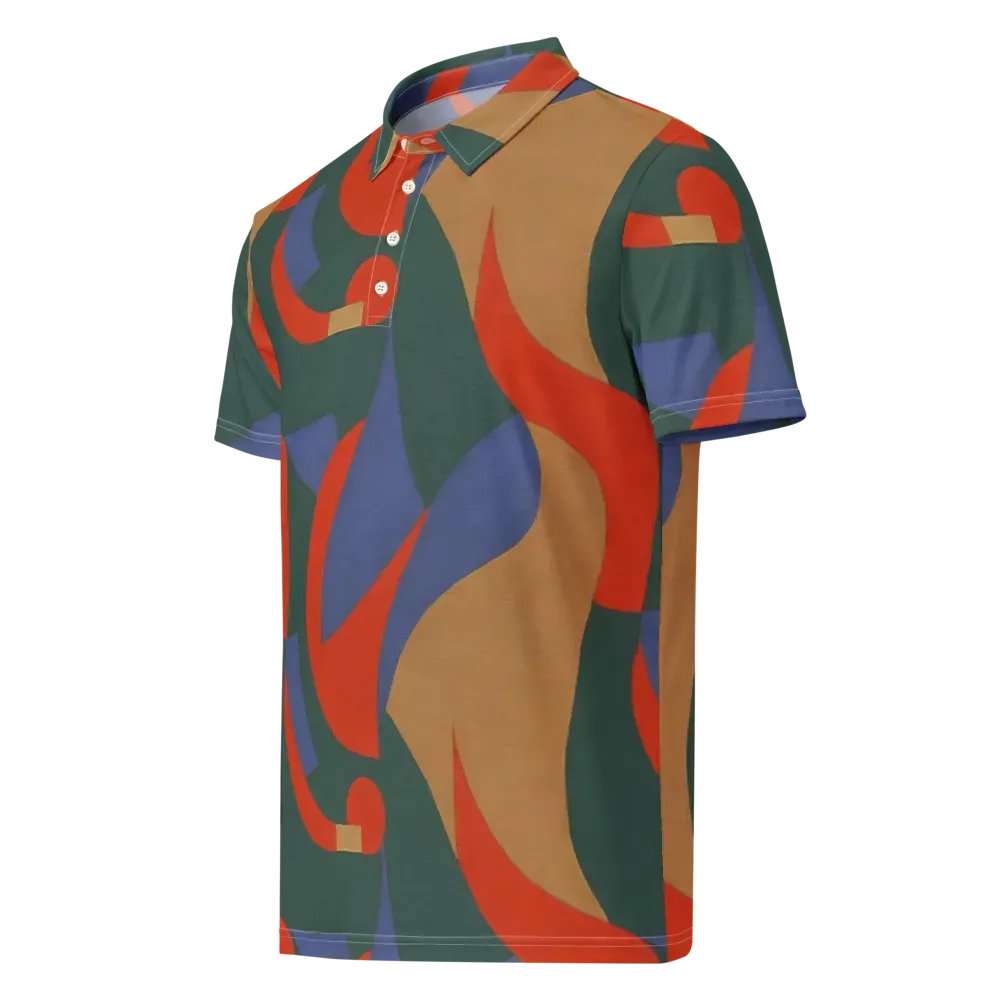 Vermilion Current on Men's Slim Fit Polo Shirt — Left Front
