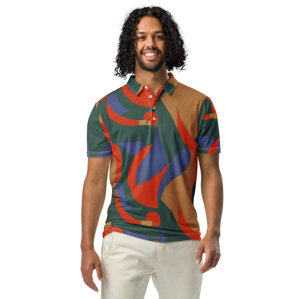 Vermilion Current on Men's Slim Fit Polo Shirt — Front