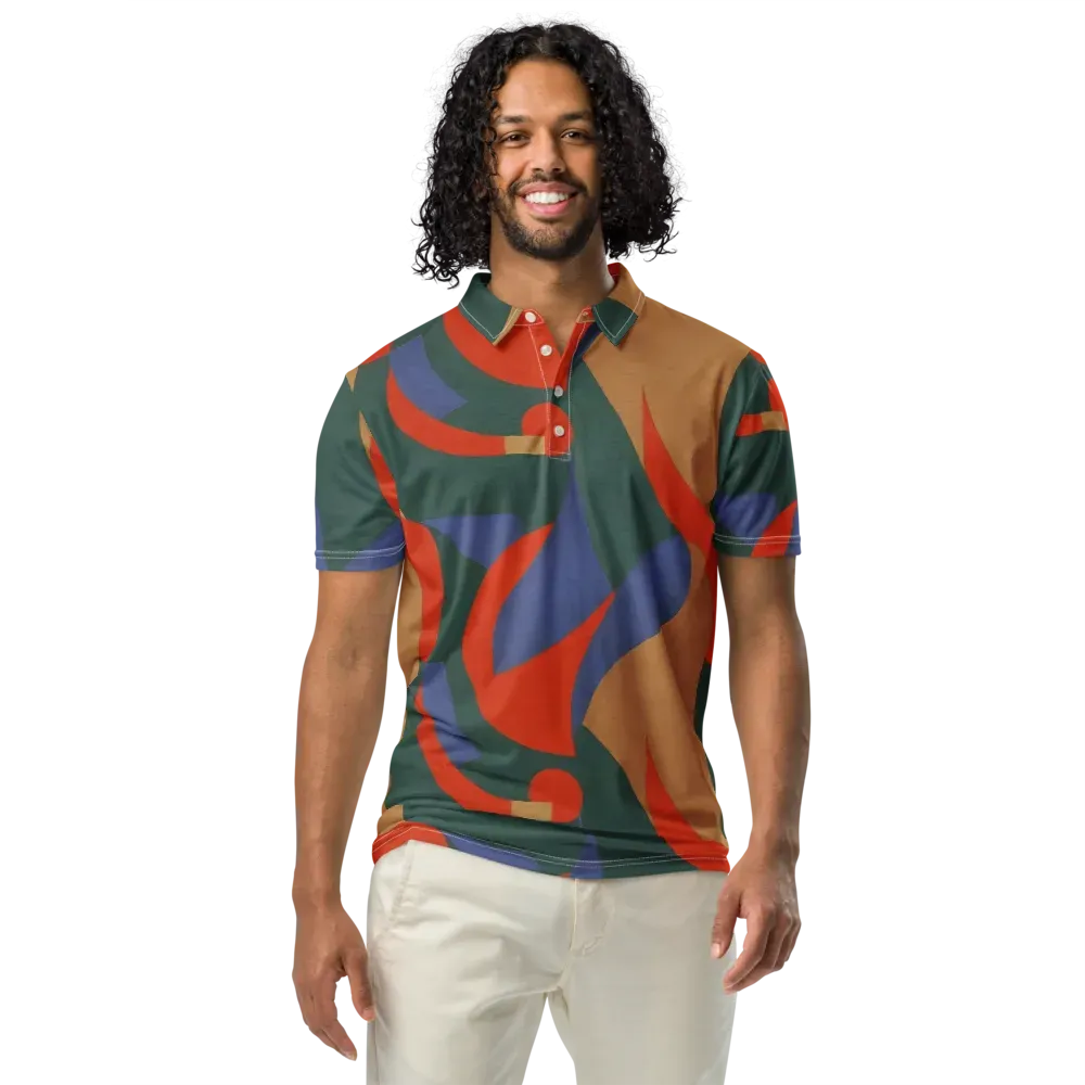 Vermilion Current on Men's Slim Fit Polo Shirt — Front