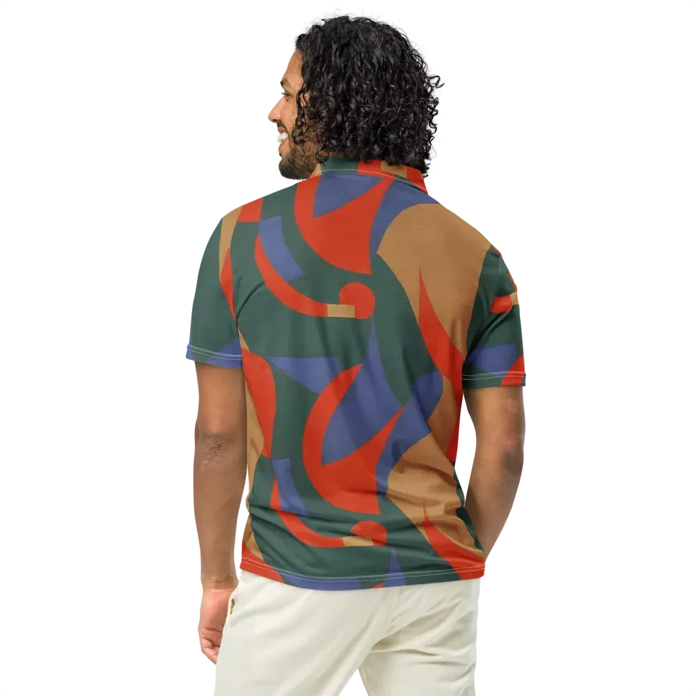 Vermilion Current on Men's Slim Fit Polo Shirt — Back