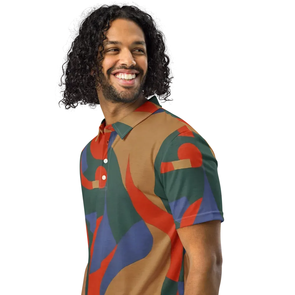 Vermilion Current on Men's Slim Fit Polo Shirt — Left Front