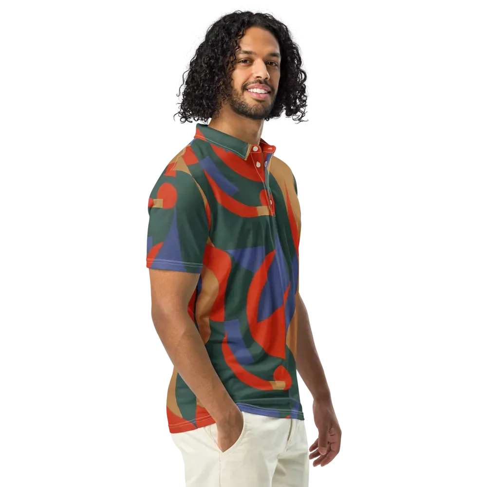 Vermilion Current on Men's Slim Fit Polo Shirt — Right Front