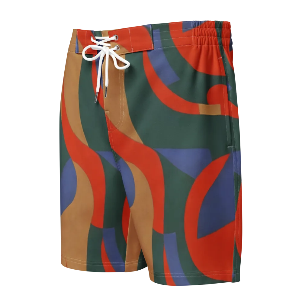 Vermilion Current on Men's Board Shorts — Front
