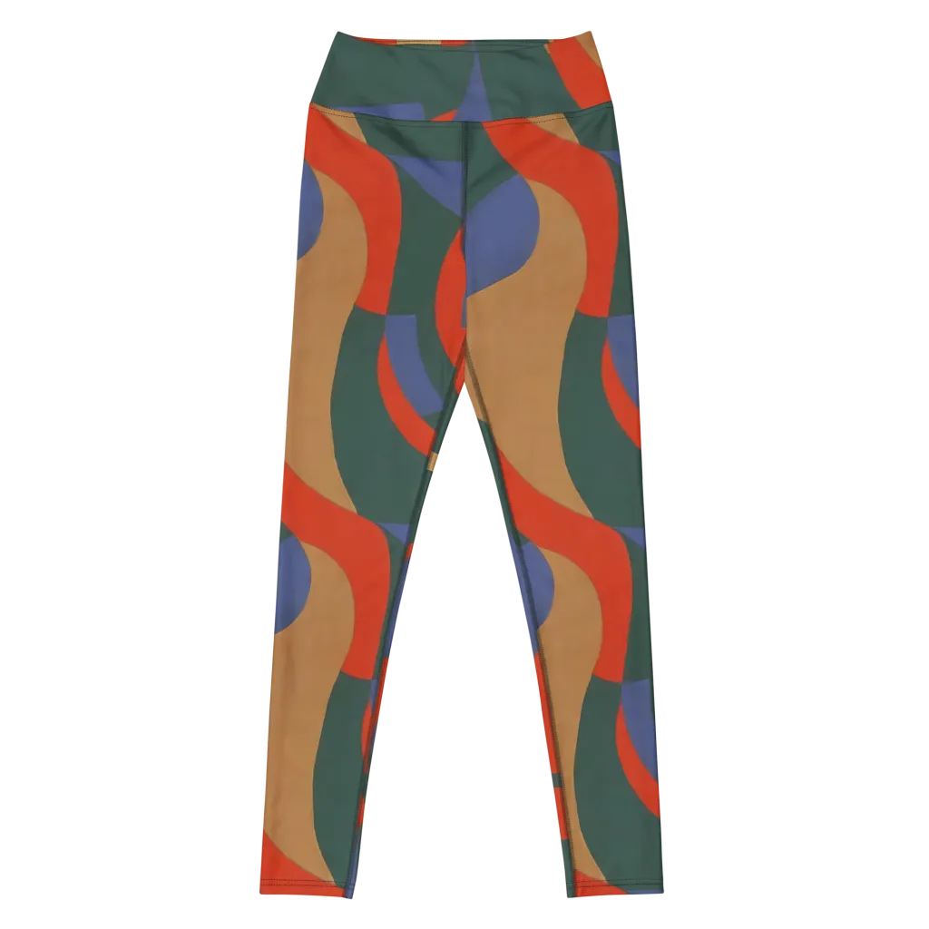 Vermilion Current on Yoga Leggings — Front
