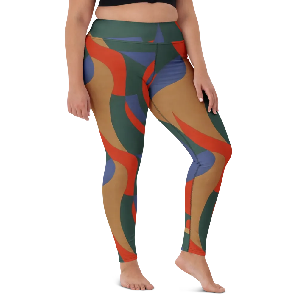 Vermilion Current on Yoga Leggings — Front