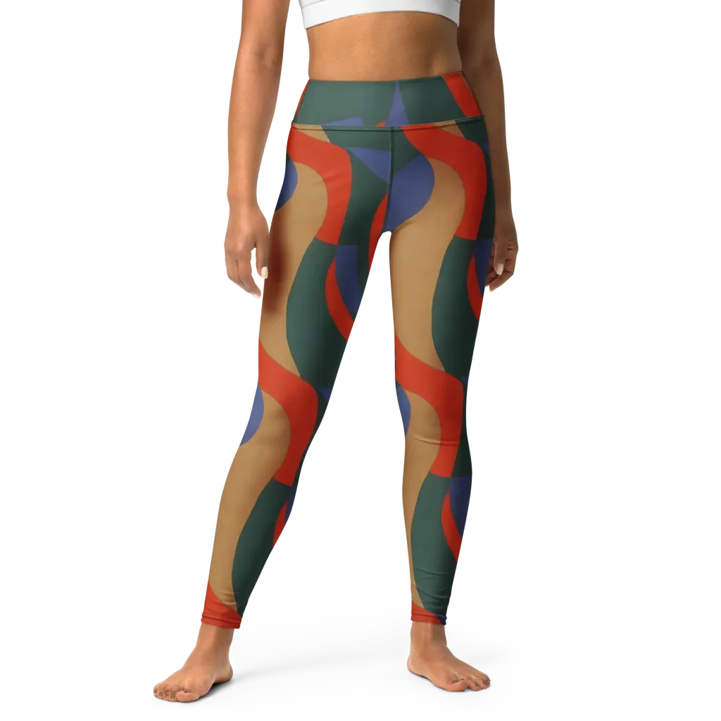 Vermilion Current on Yoga Leggings — Front