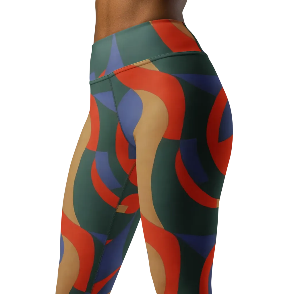 Vermilion Current on Yoga Leggings — Left Front