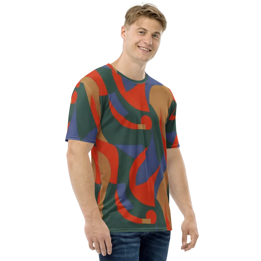 Vermilion Current on Men's Crew Neck T-Shirt — Right