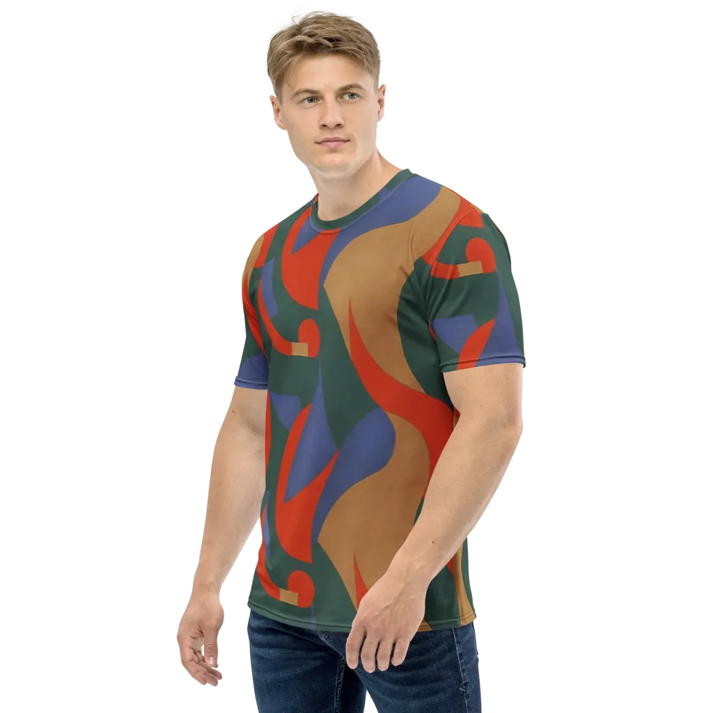 Vermilion Current on Men's Crew Neck T-Shirt — Left