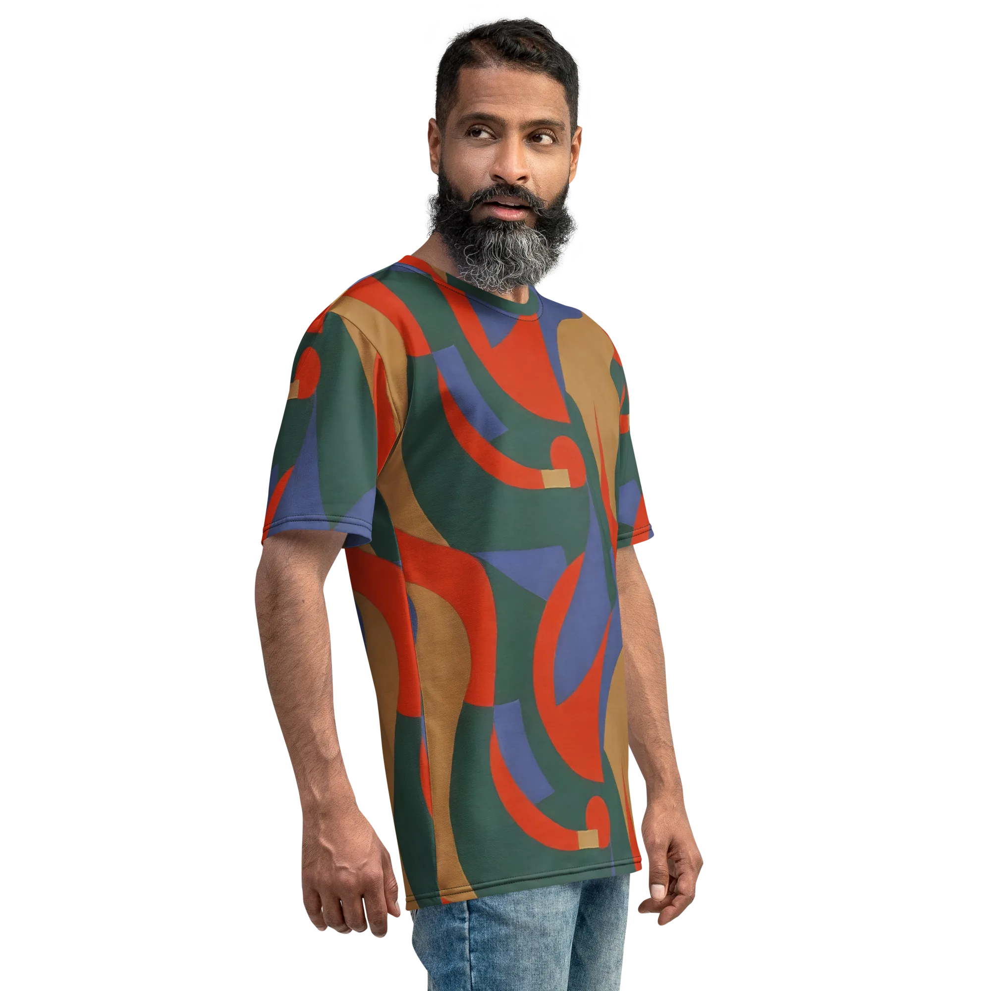 Vermilion Current on Men's Crew Neck T-Shirt — Right
