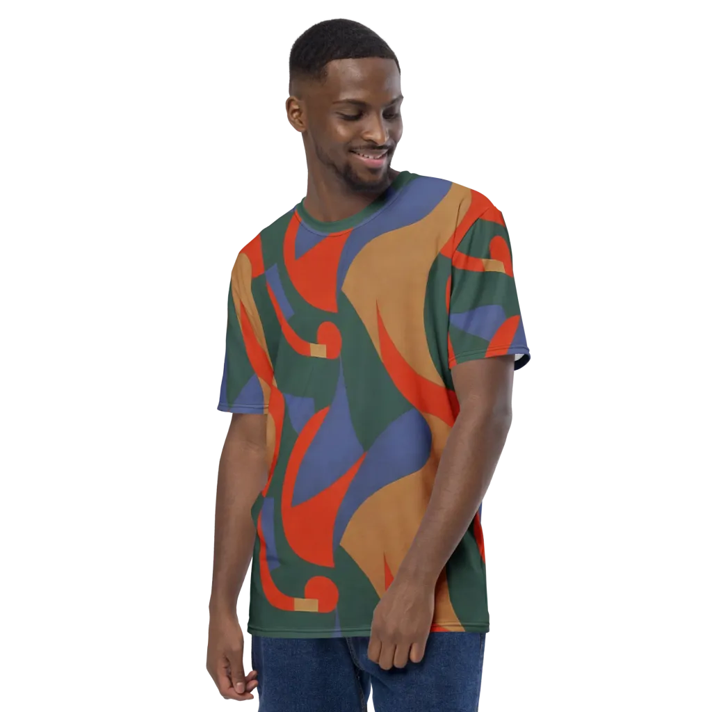 Vermilion Current on Men's Crew Neck T-Shirt — Left