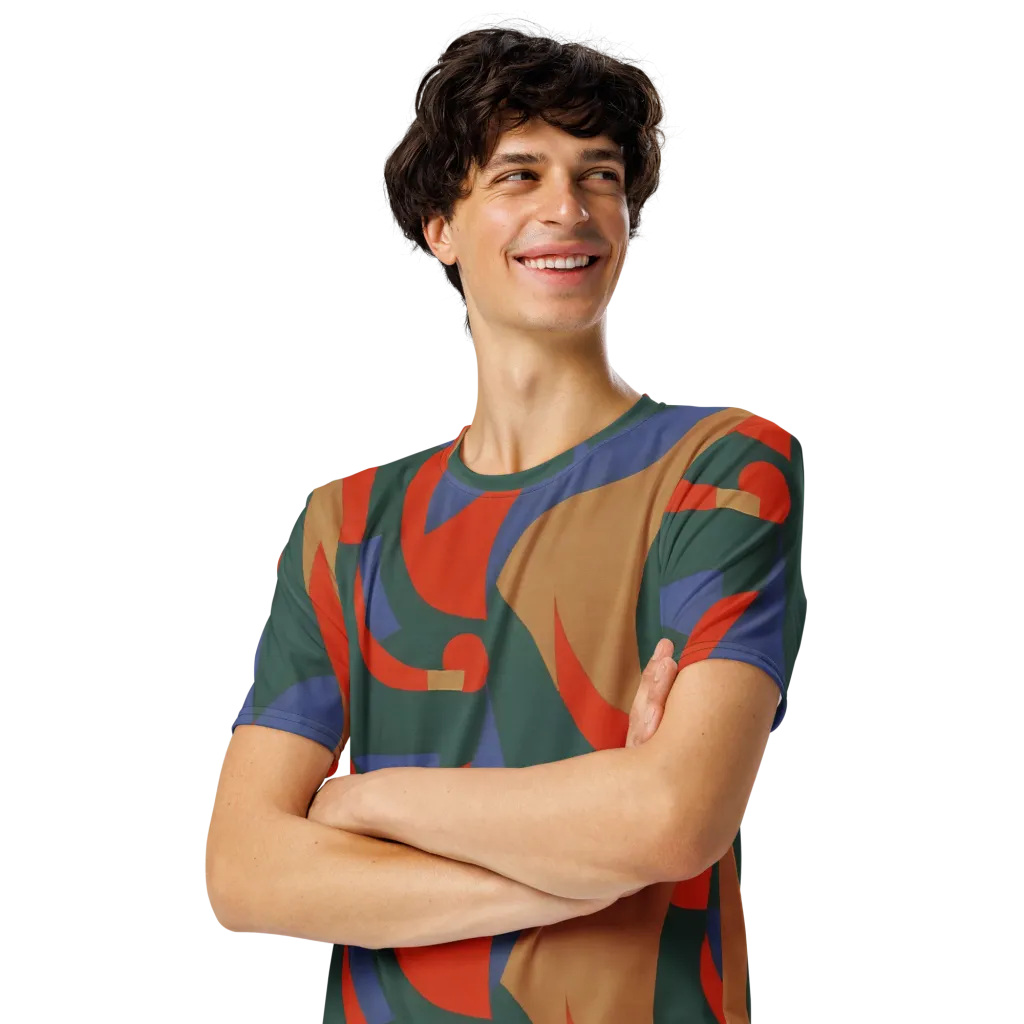 Vermilion Current on Men's Crew Neck T-Shirt — Left Front