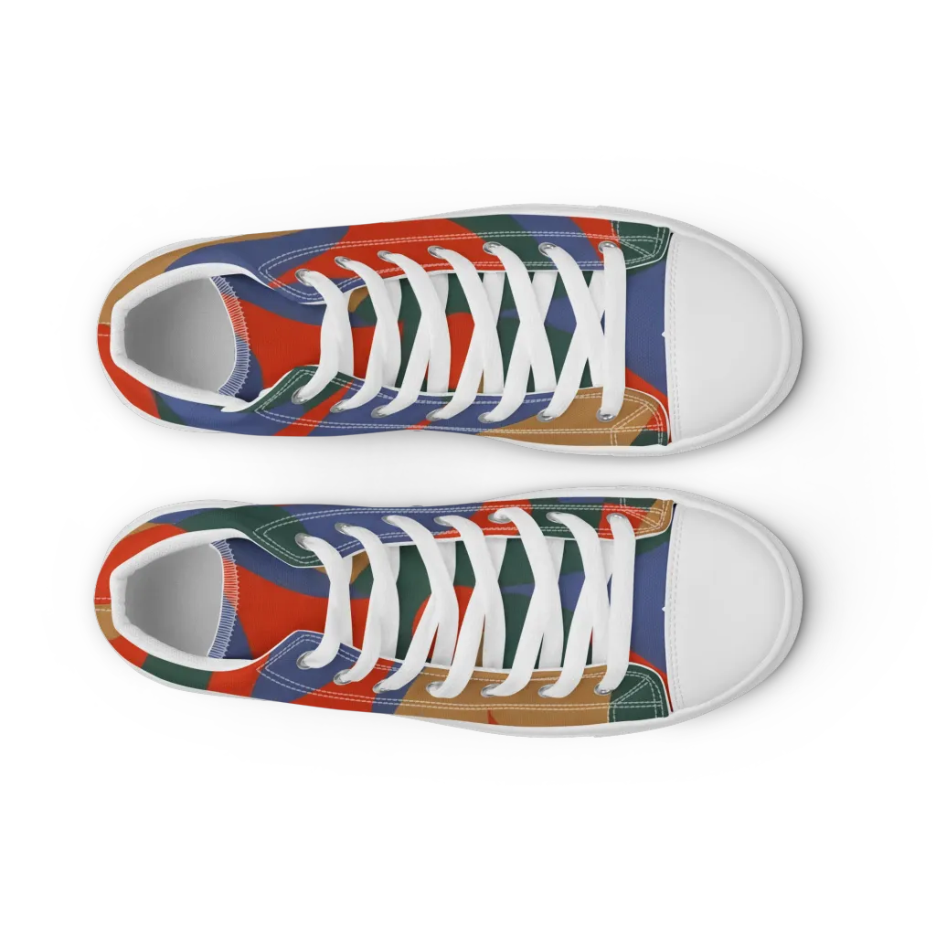 Vermilion Current on Men's High Top Canvas Shoes — Front