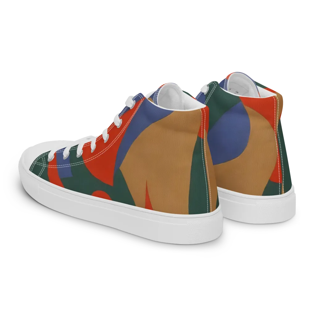 Vermilion Current on Men's High Top Canvas Shoes — Left Back