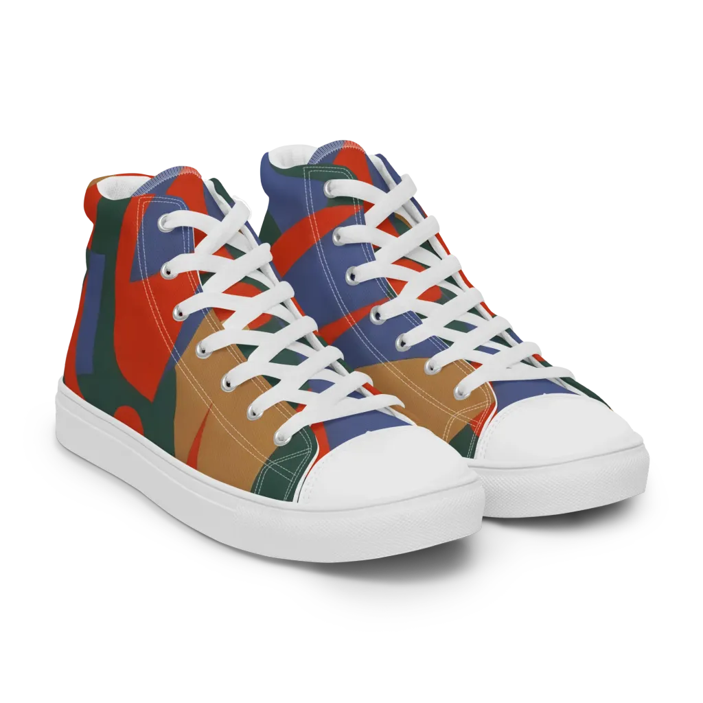Vermilion Current on Men's High Top Canvas Shoes — Right Front