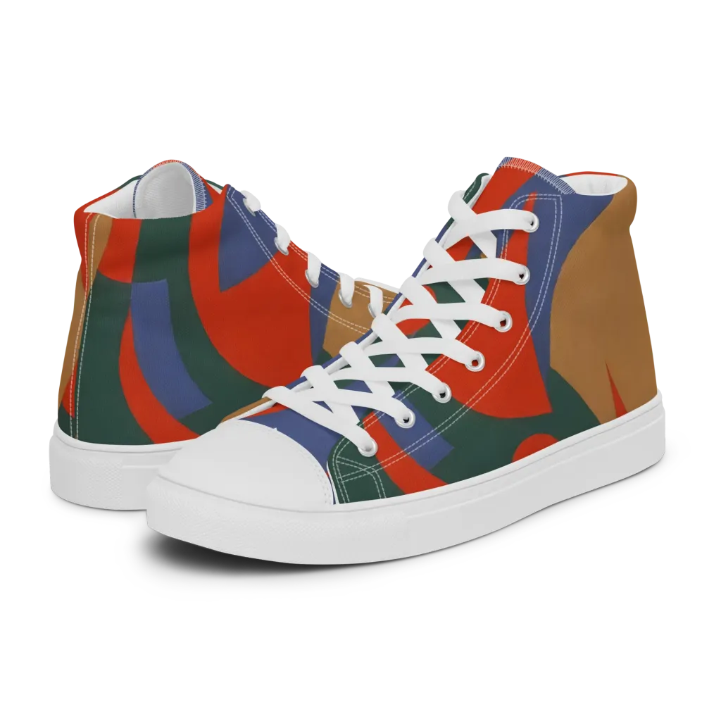 Vermilion Current on Men's High Top Canvas Shoes — Left