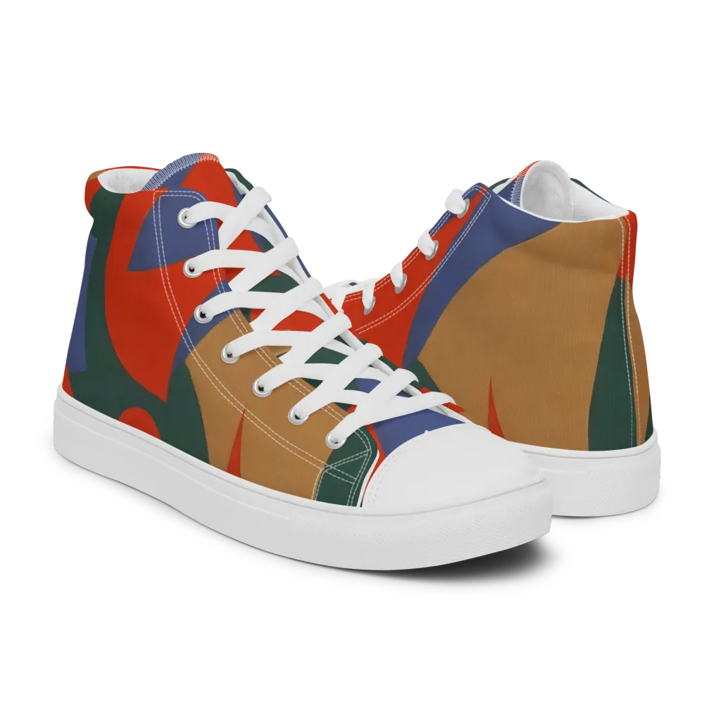 Vermilion Current on Men's High Top Canvas Shoes — Right