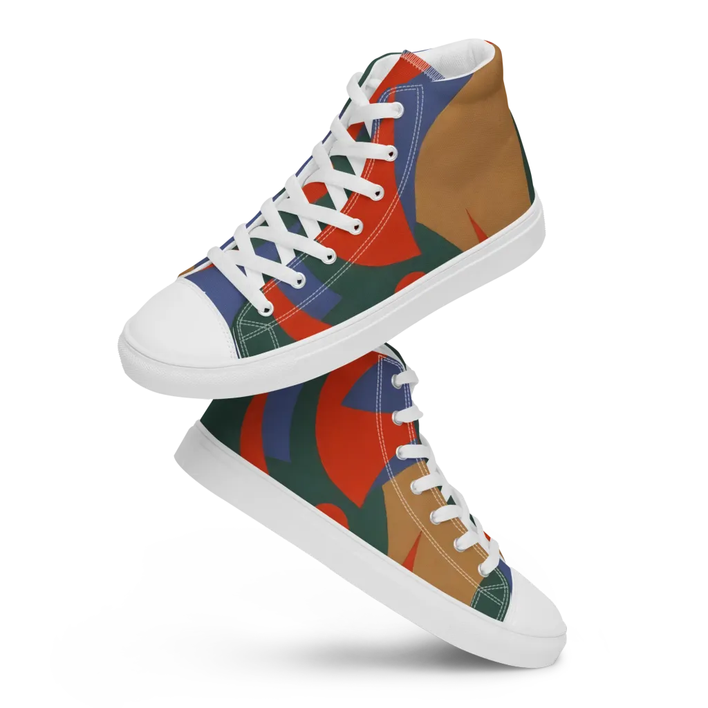 Vermilion Current on Men's High Top Canvas Shoes — Front