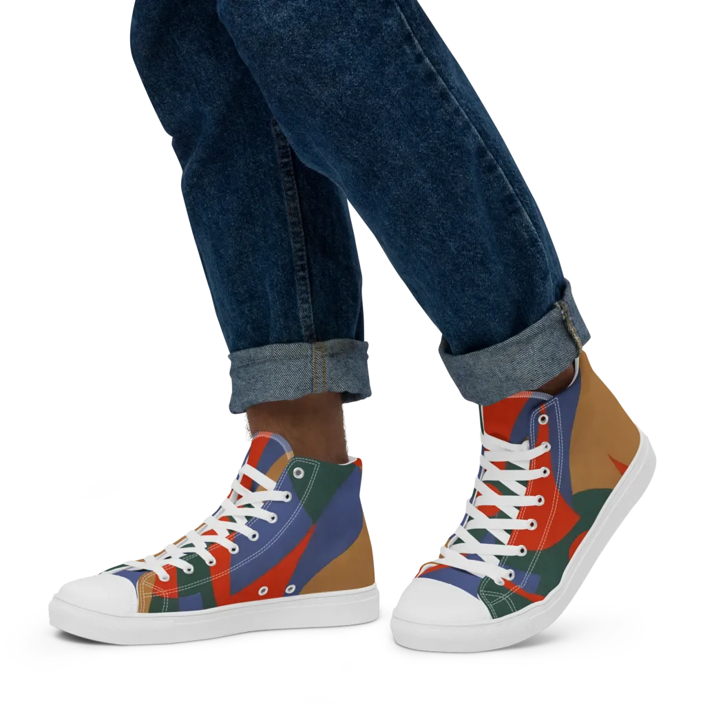 Vermilion Current on Men's High Top Canvas Shoes — Left