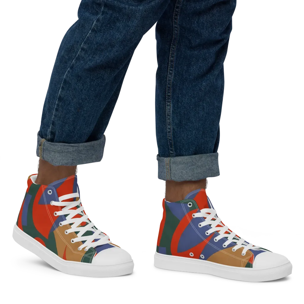 Vermilion Current on Men's High Top Canvas Shoes — Right