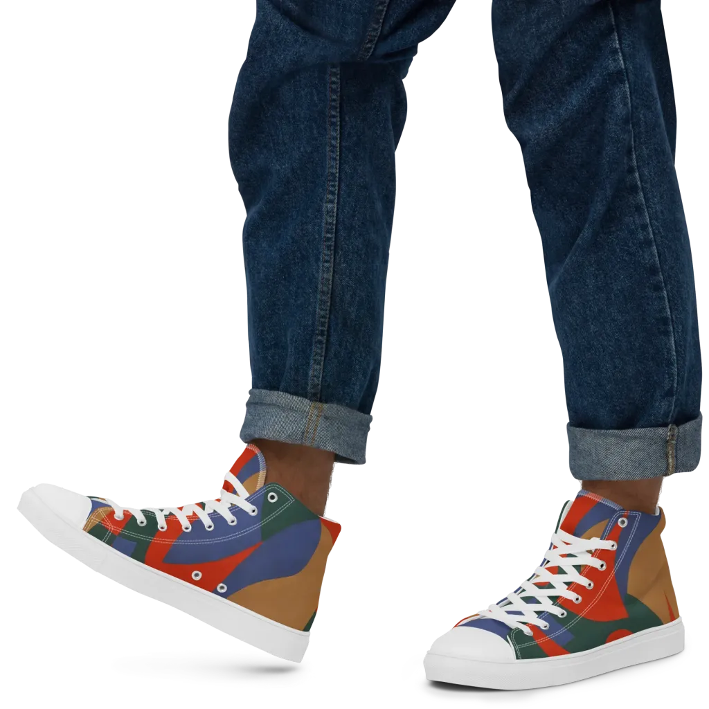 Vermilion Current on Men's High Top Canvas Shoes — Left