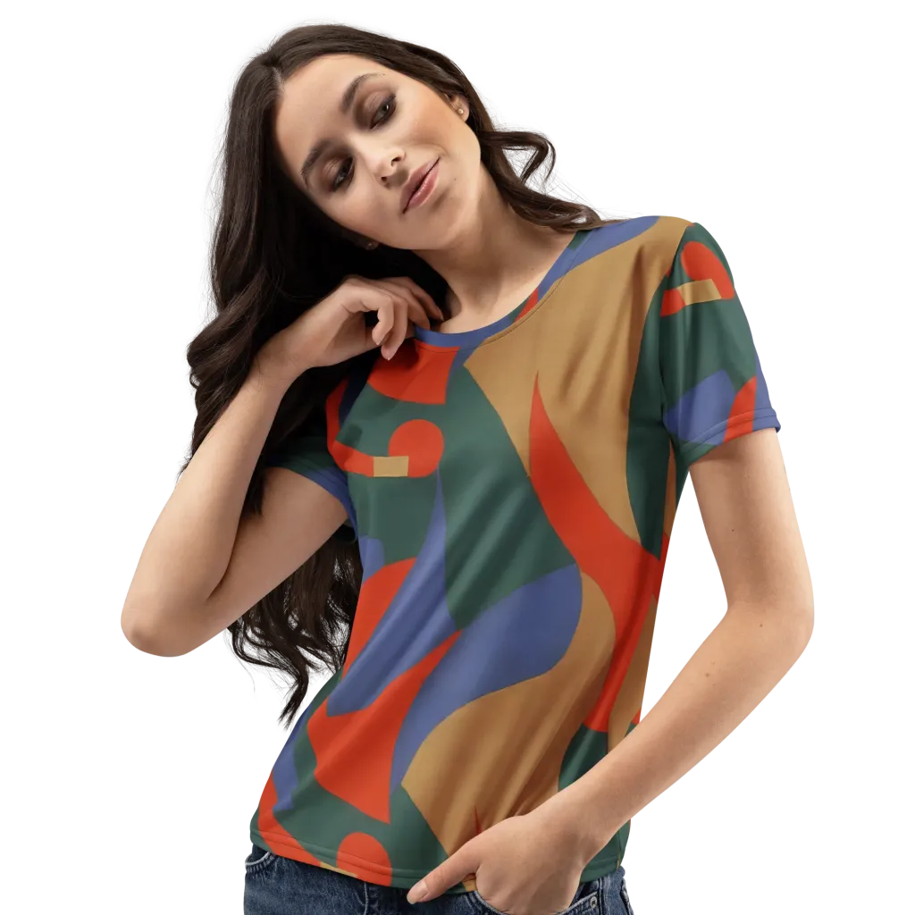 Vermilion Current on Women's Crew Neck T-Shirt — Left Front