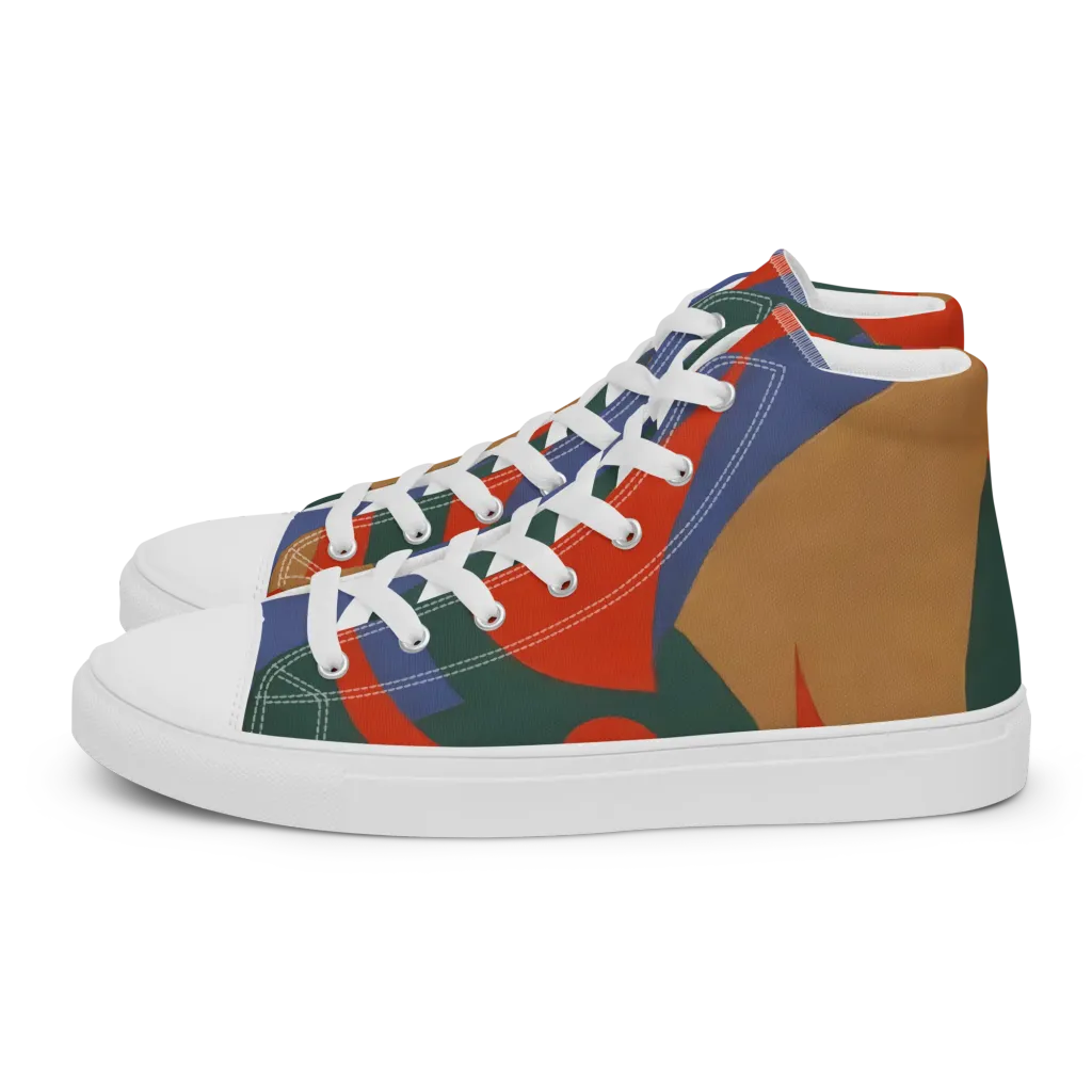 Vermilion Current on Women's High Top Canvas Shoes — Left
