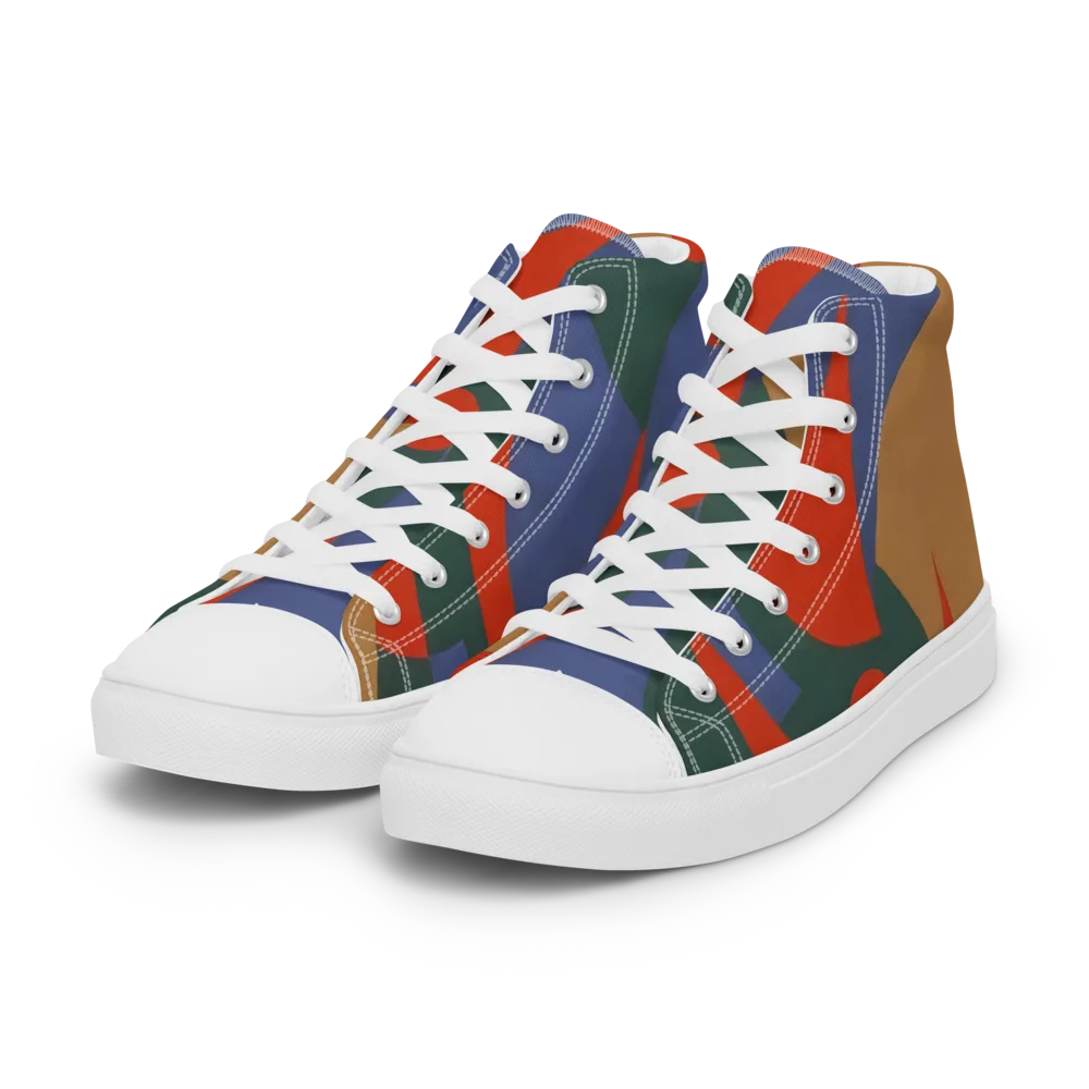 Vermilion Current on Women's High Top Canvas Shoes — Left Front