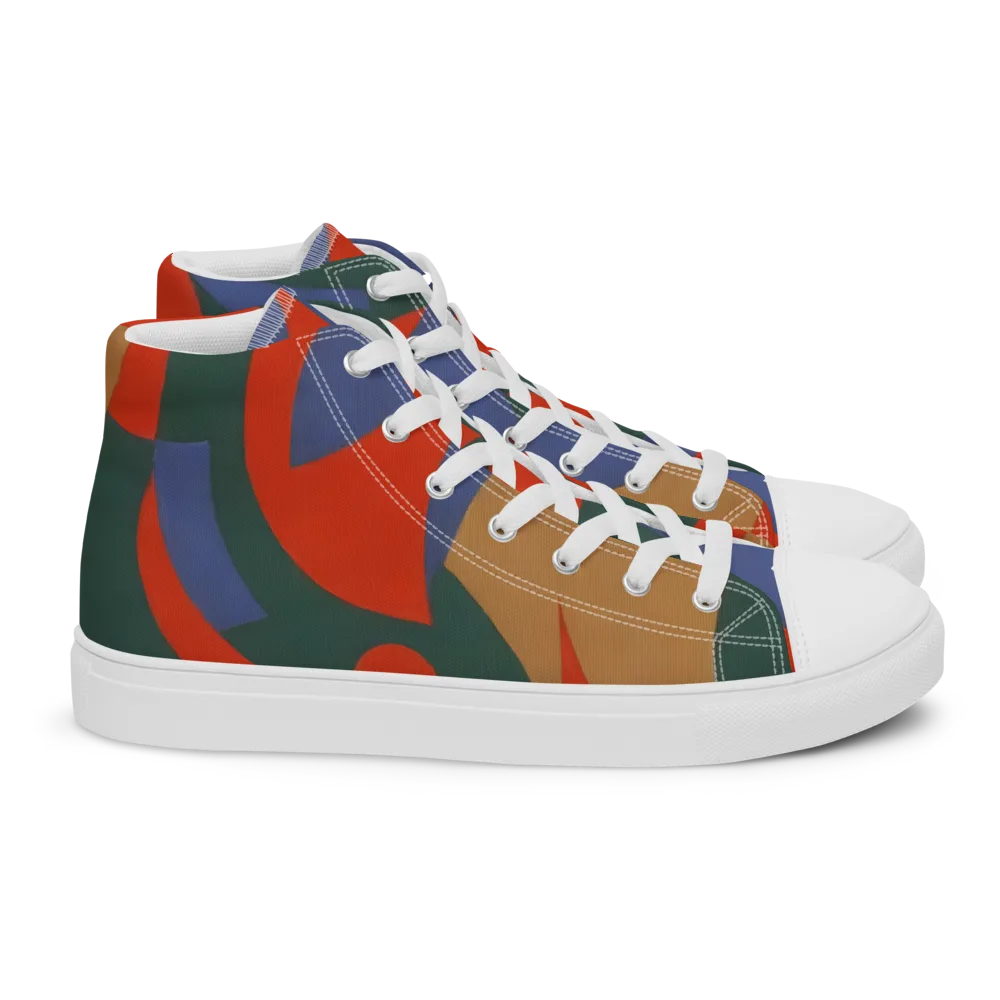 Vermilion Current on Women's High Top Canvas Shoes — Right