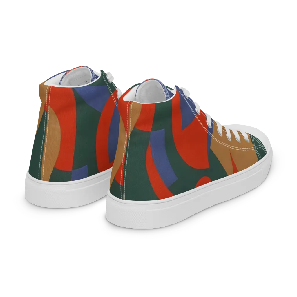 Vermilion Current on Women's High Top Canvas Shoes — Right Back