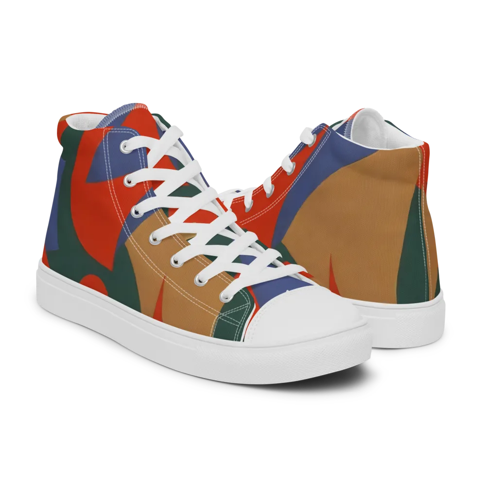 Vermilion Current on Women's High Top Canvas Shoes — Right
