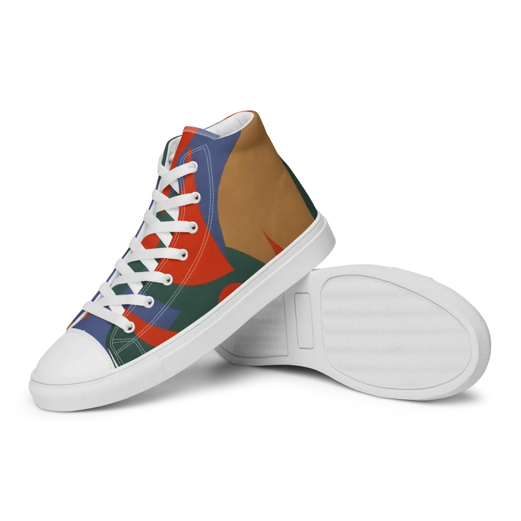 Vermilion Current on Women's High Top Canvas Shoes — Left