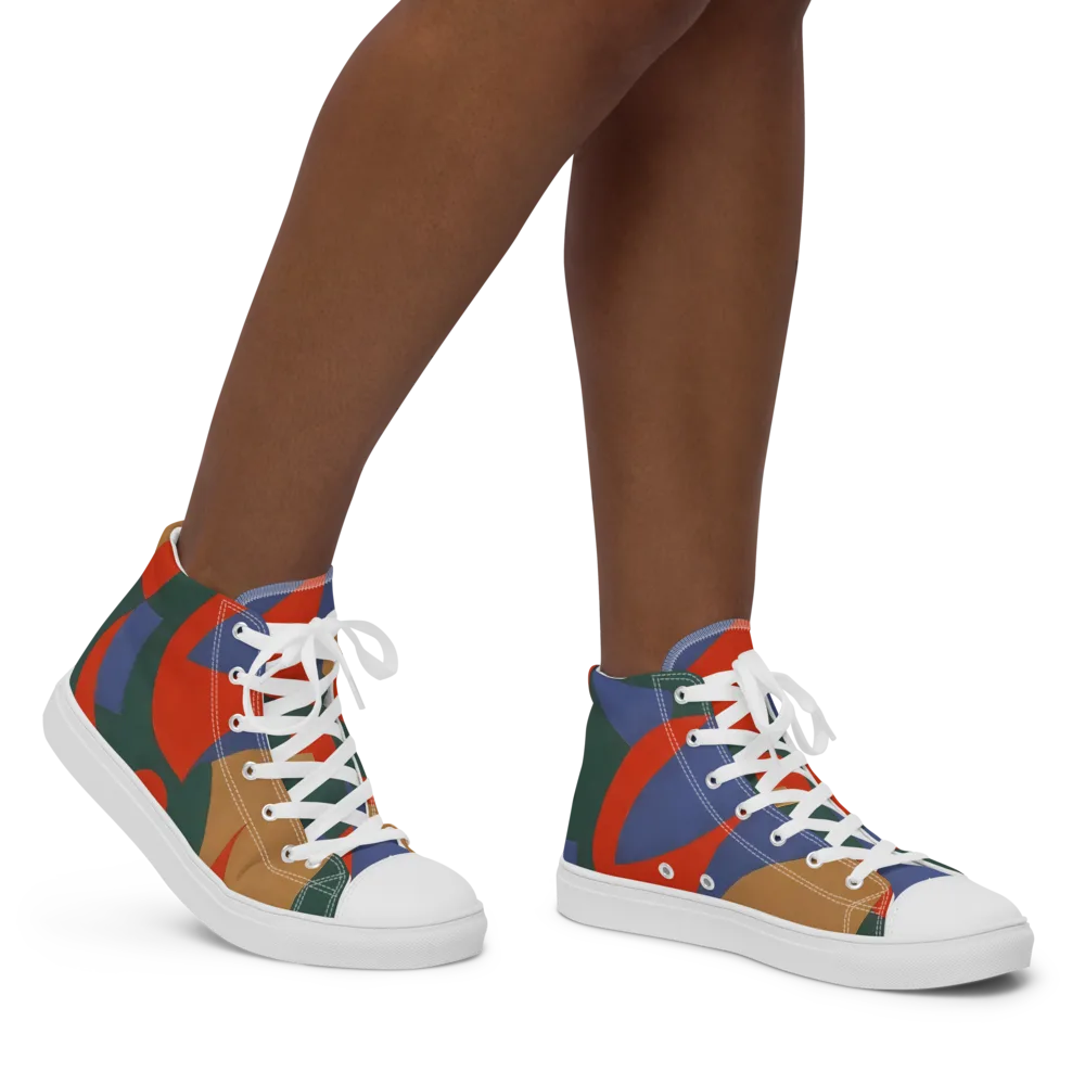 Vermilion Current on Women's High Top Canvas Shoes — Right