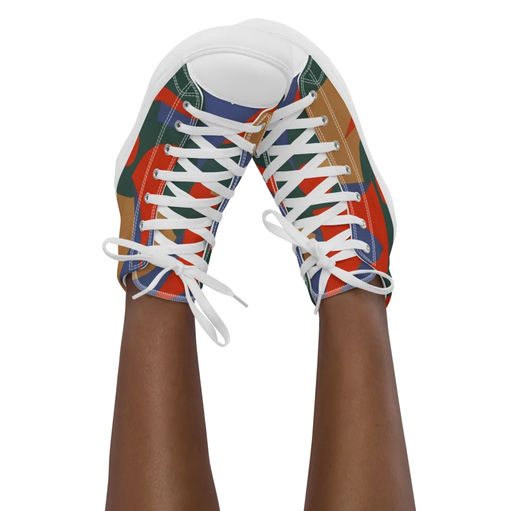 Vermilion Current on Women's High Top Canvas Shoes — Front