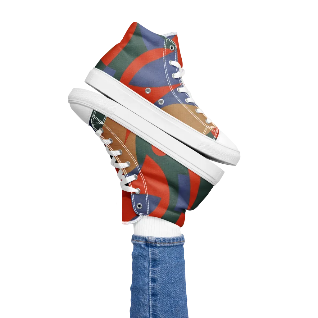 Vermilion Current on Women's High Top Canvas Shoes — Left