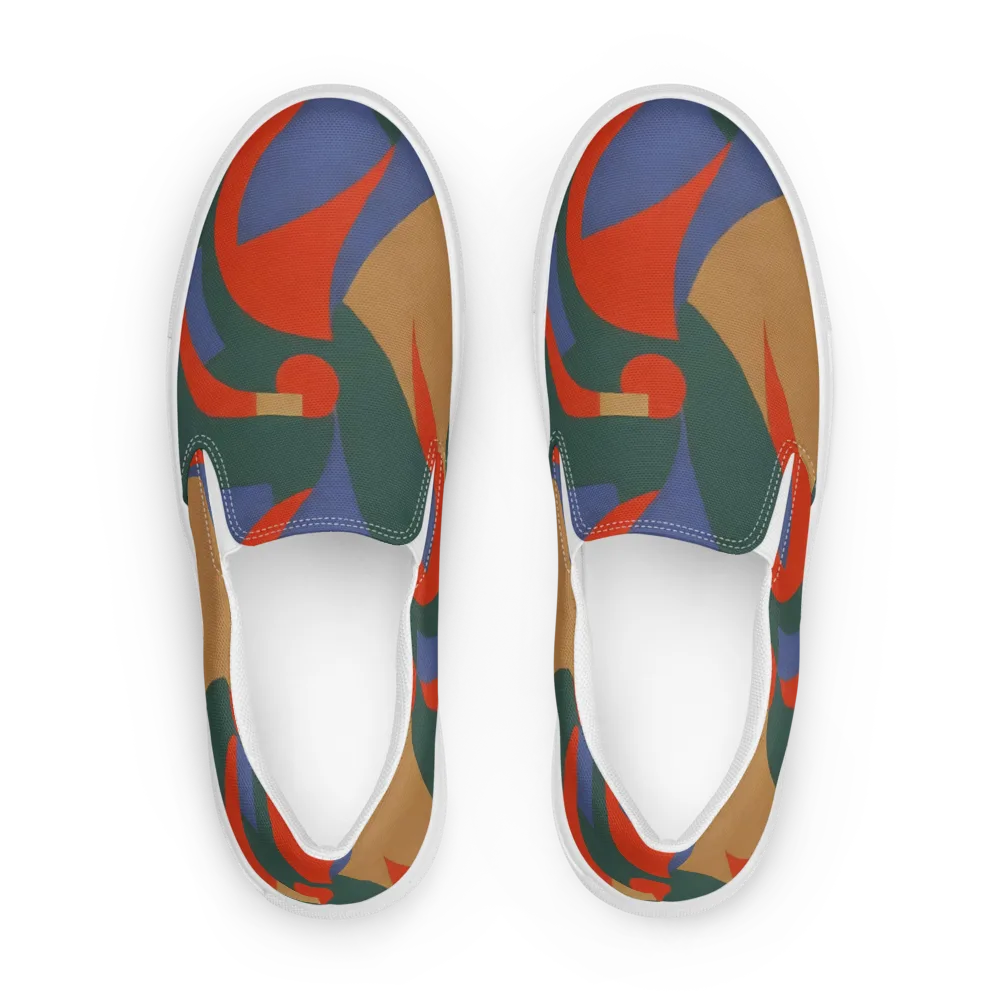 Vermilion Current on Men's Slip-On Canvas Shoes — Front