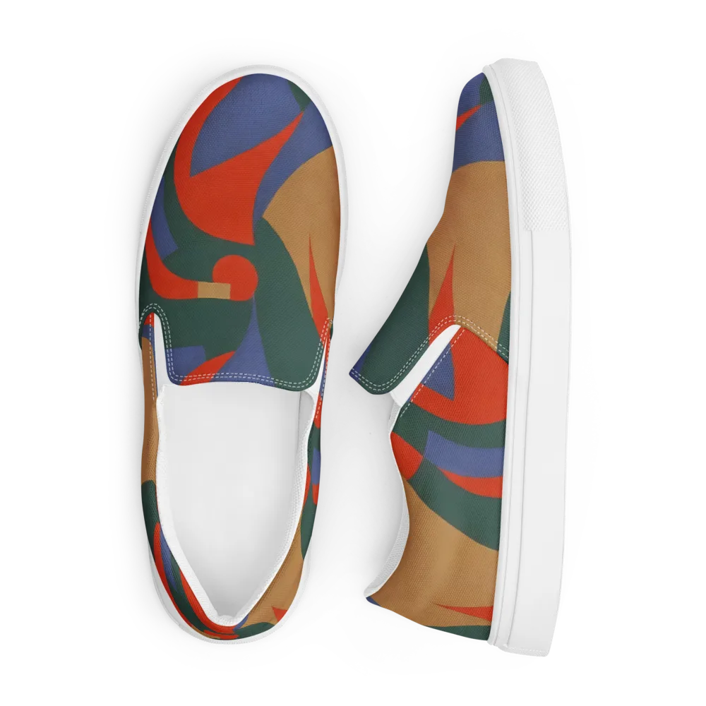 Vermilion Current on Men's Slip-On Canvas Shoes — Front